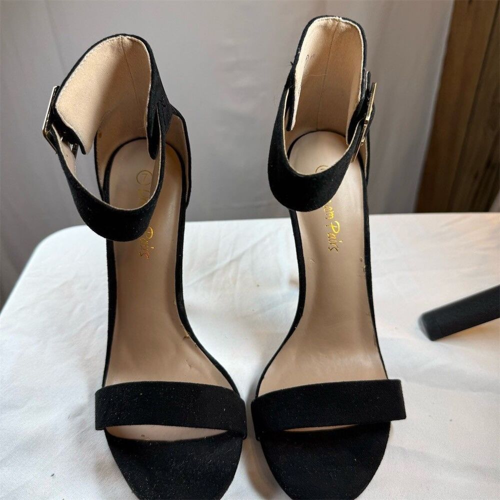 Dream Pairs Heels Womens Size 7 Black Ankle Strap Open Toe Stiletto